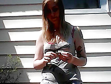 Wife Smoking And Stripping Outside