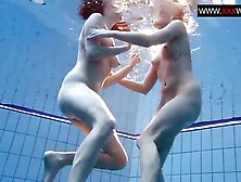 Underwater Fine Russian Lesbians Liking Each Other