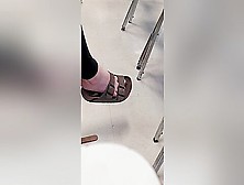 Girl Dangles Her Sandals In Class,  Showing Off Her Nice Feet