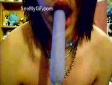 Sexy Amateur Sucking On A Dildo