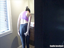 First-Timer Damsel Is Spied While She Puts Her Tight Leggings..  Then Gets Pummeled