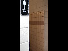Piss-Public Bathroom Pissing While Other Watch