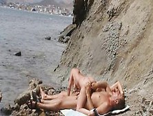 Threesome With Blonde Cougar Fuck Nudist Beach Spycam
