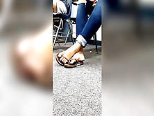 Candid Feet In Class (She Plays With Her Sandals)
