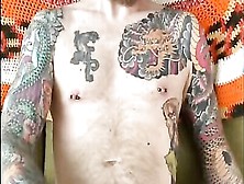 Inked Guy Poses Naked And Plays With Dick On The Webcam
