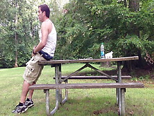 Public Park Jerking Off And Cumming In The Picnic Area