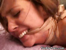 Tied Up Brunette Teen Rough Doggystyle Fucking