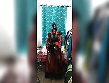 Sissy Maid Gasmask Breathplay Red Suit Sex-Toy