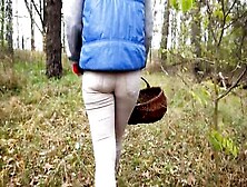 Women Inside Tight White Jeans Collection Mushrooms Into The Woods