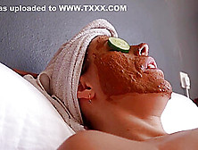Very Hot Masturbation With Mud Mask And Cucumbers On Face
