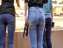 Hot Girl's Ass In Tight Jeans