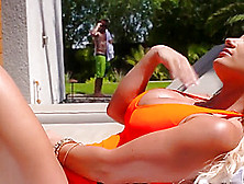 Hot Blonde Cali Carter At The Pool