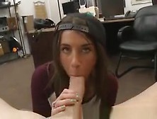 Brunette Angel Sucking Dick In Back Of Pawn Shop