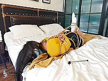 Asian Hogtied On Bed