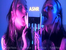 Sfw Asmr Double Eargasm - Pastel Rosie - Sensual Binaural Ear Eating - Egirl Homemade Wet Ear Licking