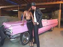 A Black Haired Ebony Girl Is Getting Fucked On A Pink Car Today