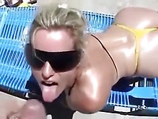 Some Cum Was Provided By Blond Milf In Backyard