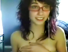 Nerdy Webcam Girl Shows Her Tits