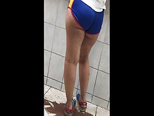 Wife In Wonder Women Booty Shorts In The Chinesse Restaurant