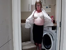 Bored Mature Housewifes Laundry Day Striptease