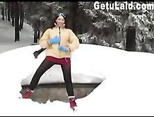 Hot Teen Masturbates Outside In The Snow