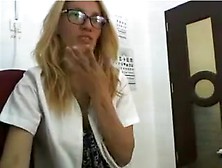 Horny Female Doctor Masturbates At Work On Webcam