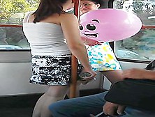 Naughty Wind Blow Up Skirt On The Bus