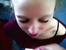 Jerking Off Whilst Watching Her Delicious Face Cumming In Her Throat