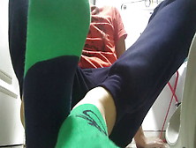 Green Sweaty Socks And Dirty Feet After Work