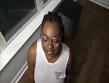 Thick Ebony Girlfriend Sucks Cock As Neighbors Watch