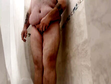 Fat Man Bathing His Whole Body