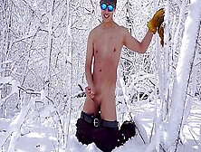 Freaky Husband Shoveling Snow Butt Ass Naked P2