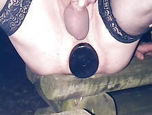 Assfuck Hoe Using A Ample Speculum To Demolish Her Poon In A Park Bench At Night