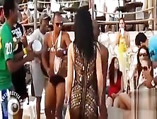 Hot Latina Chicks Dancing At A Beach Party