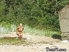 Blonde Big Ass Tattoo Linda Gets Naked On The Beach