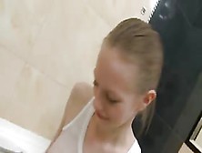 American Super Skinny Girl In The Shower