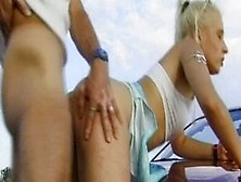 Horny Blond Young Lady Gets Horny Outdoors