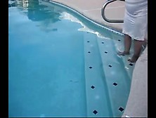 Corpulent Granny In Nylons Plays In The Pool