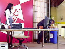 Latina Secretary In Pantyhose Gets A Facial At Work