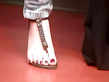 Cute Feet In Sandals In Candid Shot