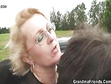 Concupiscent Granny Takes 2 Dicks In The Fields