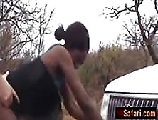 African Teen Filled By White Rod Outdoor
