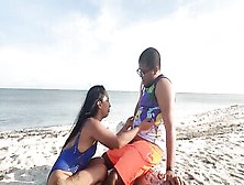 Latin Chick Bangs Her Stepbrother On The Beach