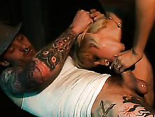 Tattooed Fucker Is Getting A Wonderful Cock Suction From A Short Haired Blonde