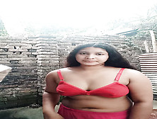 Bangladeshi Young Village Girl Akhi Is Showing Nude Body And Boobs Wearing With Red Bra In Bathroom.