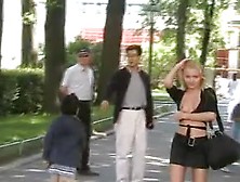 Naughty In Public Blonde Gal Flashing Her Pussy In Public