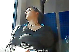 Brunette Teen Sleeping On The Train