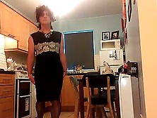 Tranny In Pencil Dress Teasing