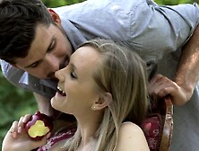 Blonde Does A Blow Job In The Park With Her Sexy Lips