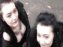 Public Agent Real Twins Stopped On The Street For Indecent Proposals
